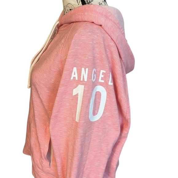 Victoria's Secret Soft Hoodie Sweatshirt Zip Up Angel 10 Pink and White Size L - Picture 2 of 4